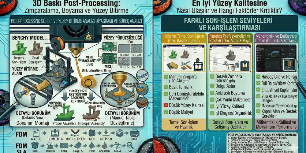3D Baskı Post-Processing: Zımparalama, Boyama ve Yüzey Bitirme