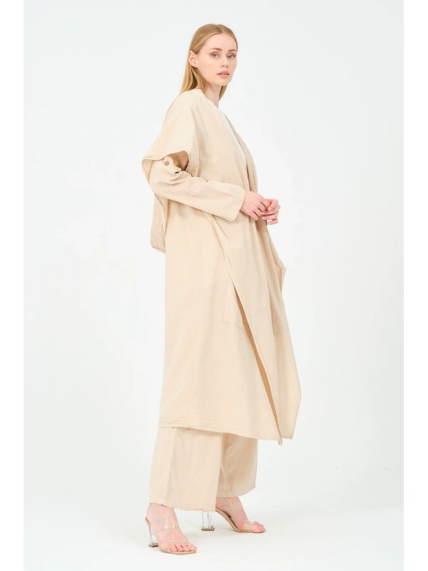 kapüşonlu kimono pantolon takım