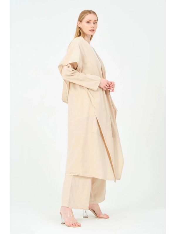Kapüşonlu pantolon kimono takım