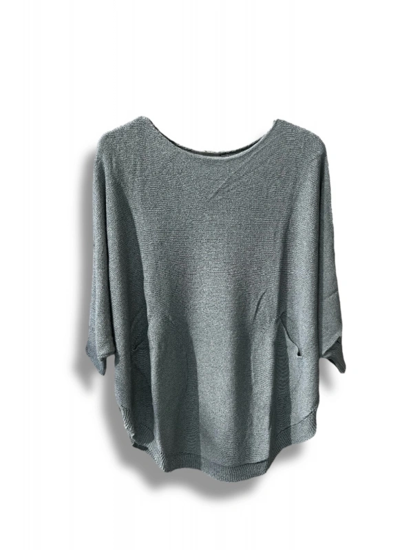 Merserize Triko Oversize Bluz - 38-52 Beden Uyumlu - Salaş Kazak