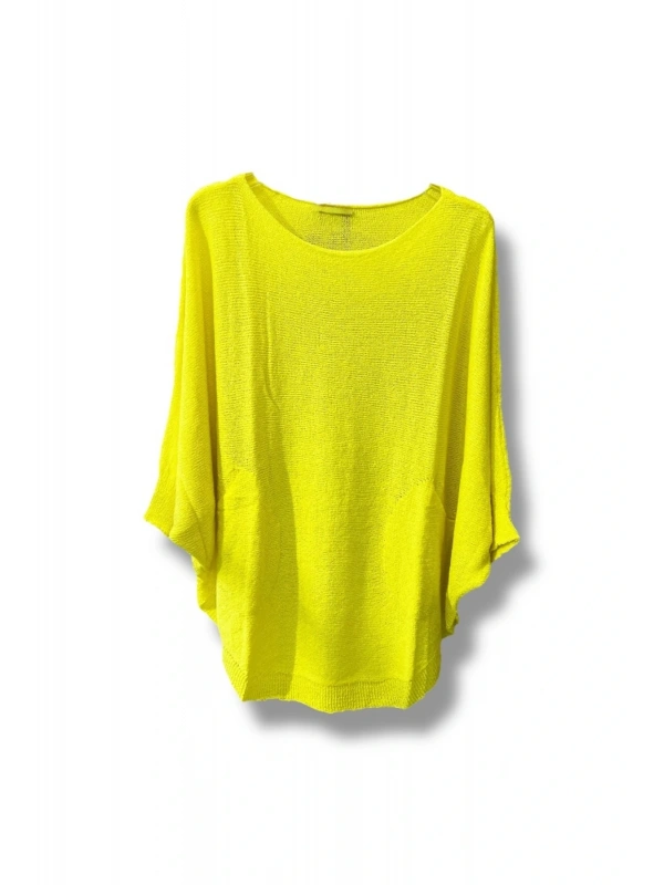 Oversize Cepli Merserize Bluz | 38-52 Beden Uyumlu Rahat Kalıp Triko