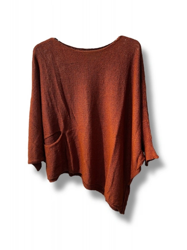 Oversize Cepli Merserize Bluz | 38-52 Beden Uyumlu Rahat Kalıp Triko