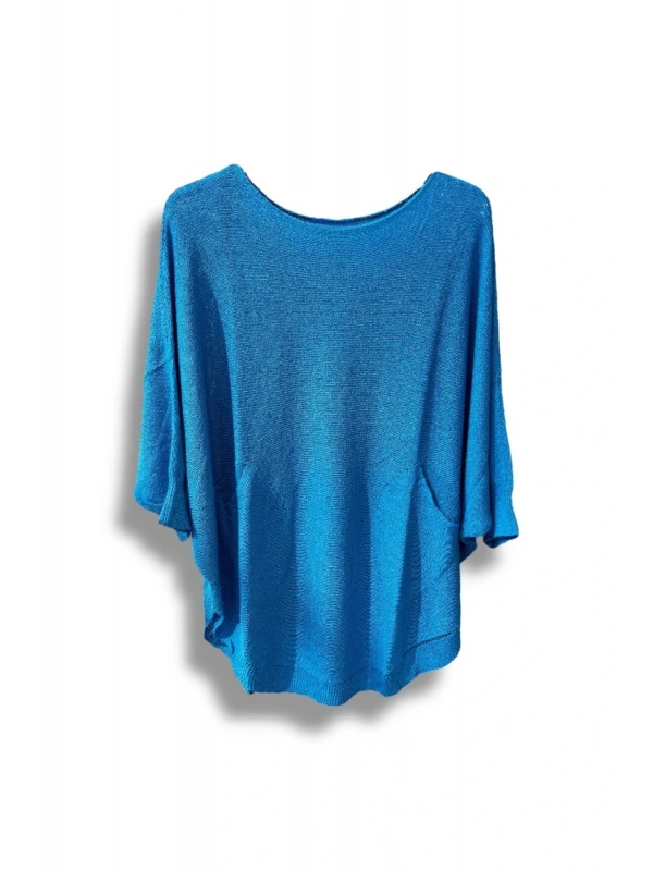 Oversize Cepli Merserize Bluz | 38-52 Beden Uyumlu Rahat Kalıp Triko