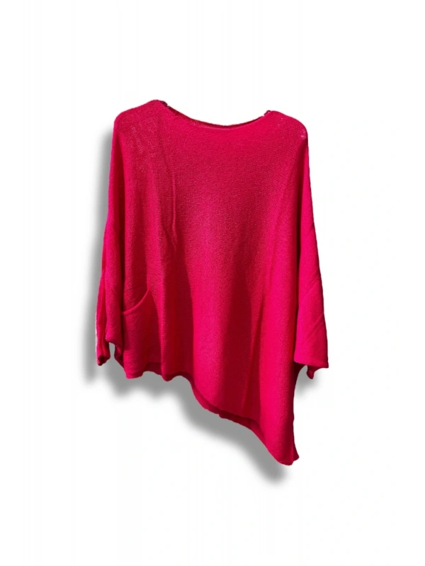 Oversize Cepli Merserize Bluz | 38-52 Beden Uyumlu Rahat Kalıp Triko