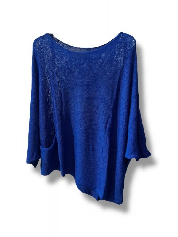 Oversize Cepli Merserize Bluz | 38-52 Beden Uyumlu Rahat Kalıp Triko