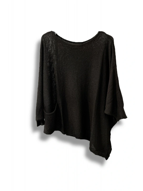 Oversize Cepli Merserize Bluz | 38-52 Beden Uyumlu Rahat Kalıp Triko