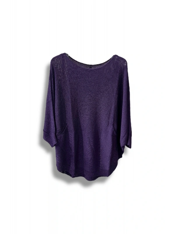 Oversize Cepli Merserize Bluz | 38-52 Beden Uyumlu Rahat Kalıp Triko