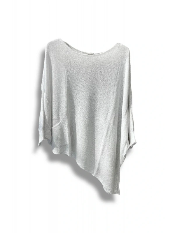 Oversize Cepli Merserize Bluz | 38-52 Beden Uyumlu Rahat Kalıp Triko