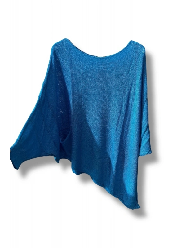Oversize Cepli Merserize Bluz | 38-52 Beden Uyumlu Rahat Kalıp Triko