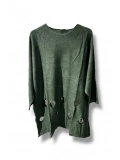 %100 Pamuk Triko Tunik Bluz– 38-52 Beden Uyumlu -Haki