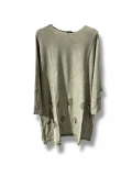 %100 Pamuk Triko Tunik Bluz– 38-52 Beden Uyumlu-Taş