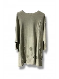 %100 Pamuk Triko Tunik Bluz– 38-52 Beden Uyumlu-Taş