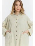 Çift cepli keten oversize italyan ikili takım-Krem