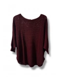 Kadın Merserize Triko Bluz Oversize Salaş Kalıp 38-52 Beden Uyumlu-Bordo