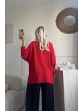 Kırmızı Oversize merserize triko 38/52 beden uyumlu bluz