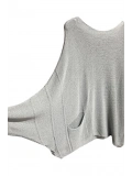 Merserize oversize asimetrik tek cepli triko-Gri