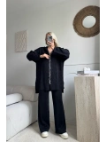 Gri Simli fermuarlı oversize 38/42 uyumlu triko takım