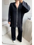 Gri Simli fermuarlı oversize 38/42 uyumlu triko takım