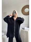 Gri Simli fermuarlı oversize 38/42 uyumlu triko takım