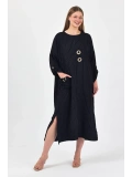 Tencel tokalı kadın elbise-siyah