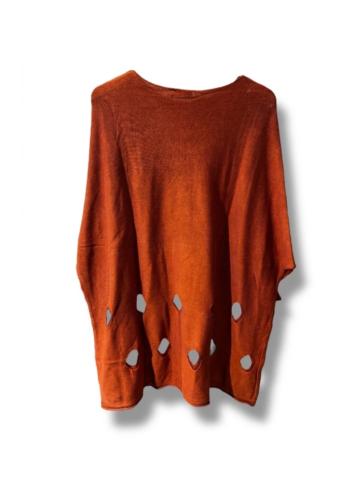 %100 Pamuk Triko Tunik Bluz– 38-52 Beden Uyumlu -Kiremit