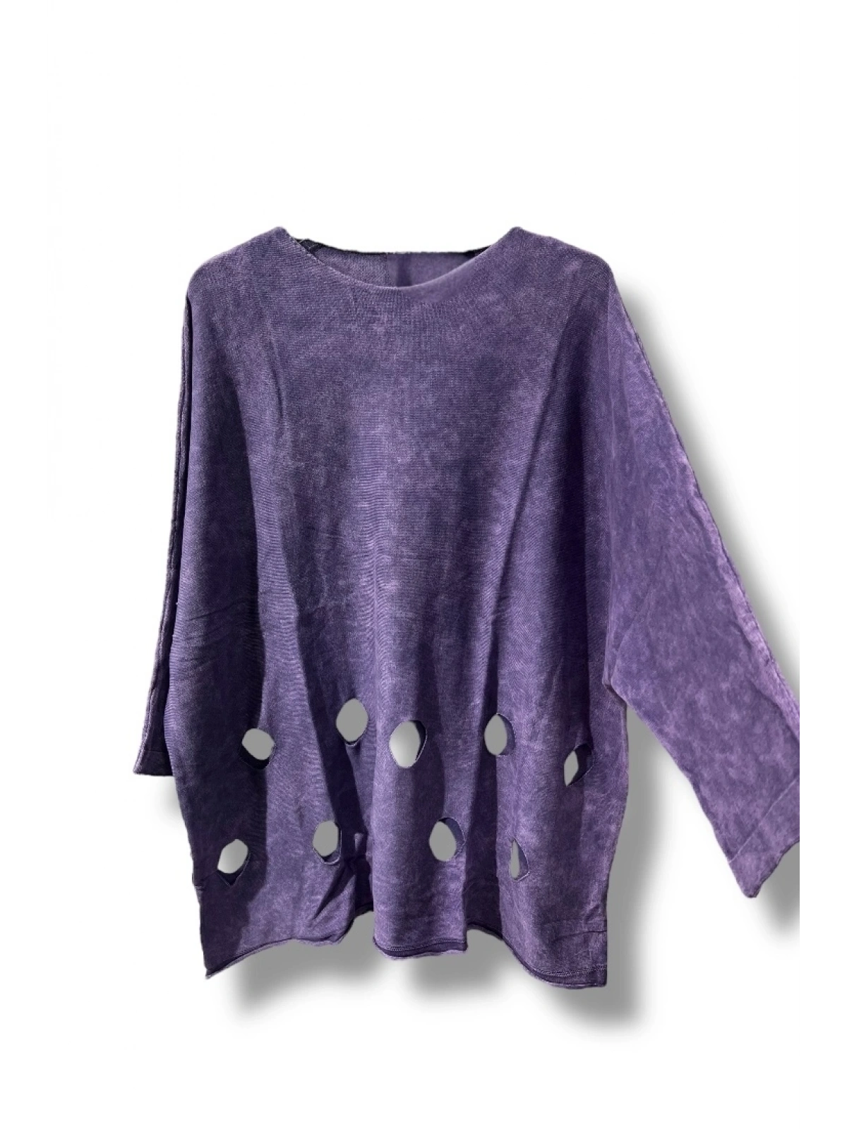 %100 Pamuk Triko Tunik Bluz– 38-52 Beden Uyumlu -Mor
