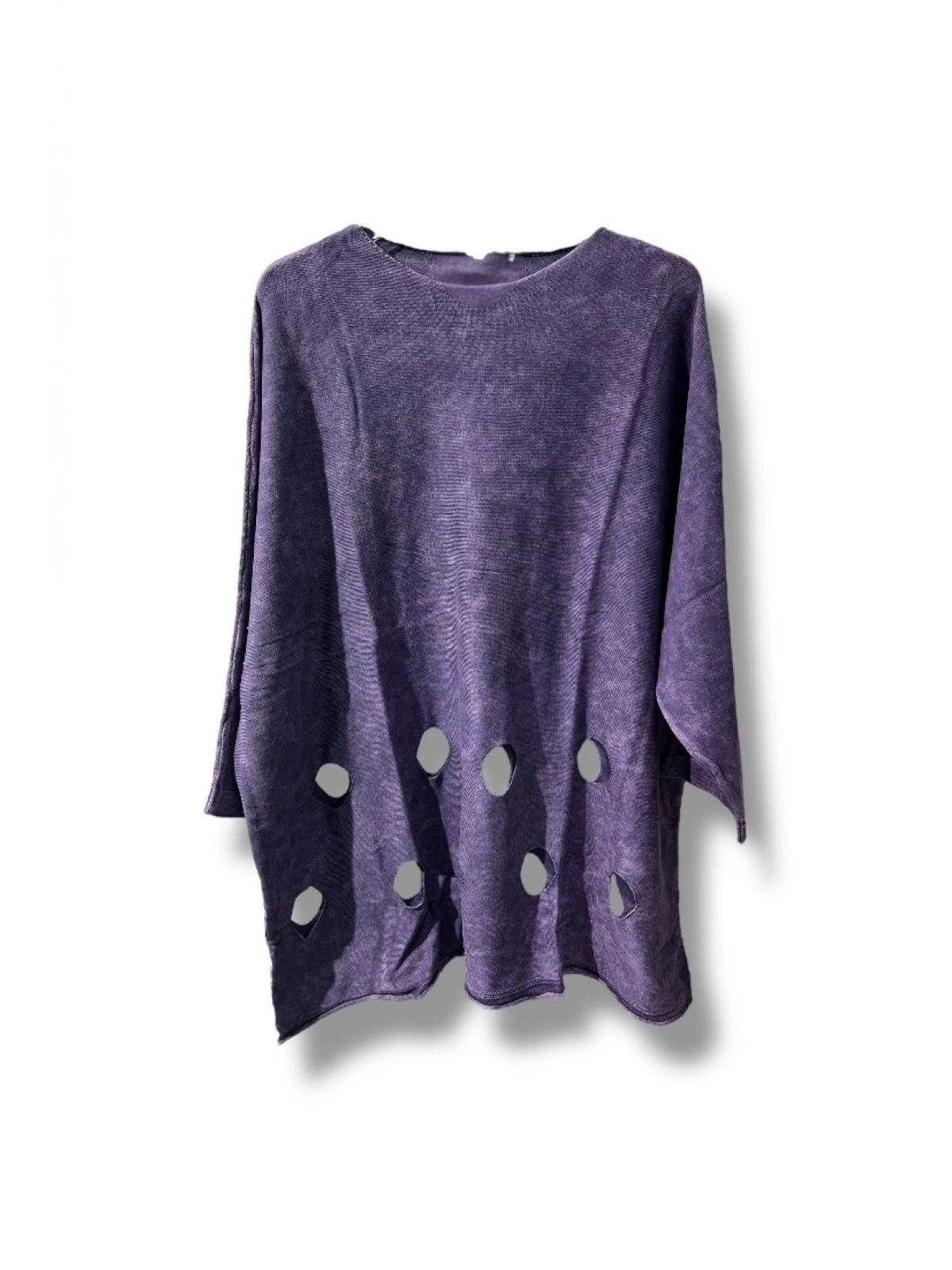 %100 Pamuk Triko Tunik Bluz– 38-52 Beden Uyumlu -Mor