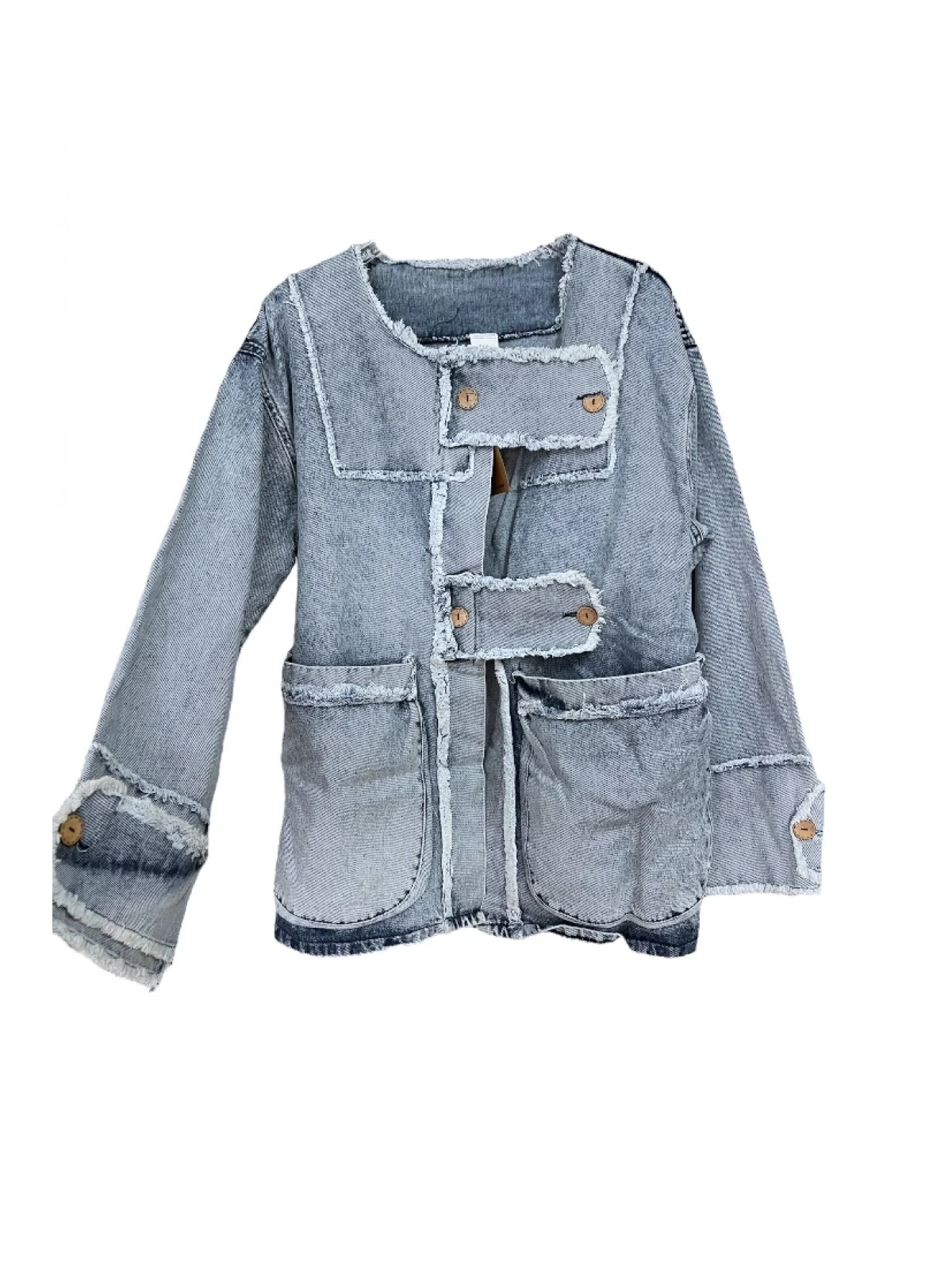 Bohem kadın kot ceket kaftan-mavi