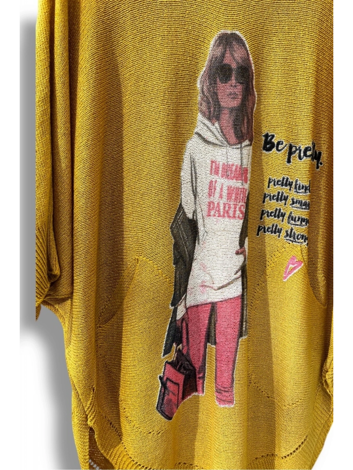 Kadın Merserize Triko Bluz – Oversize Rahat Kalıp, Baskılı Bluz (38-48 Beden)