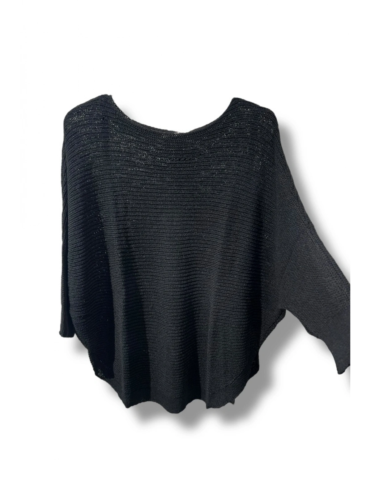 Kadın Merserize Triko Bluz Oversize Salaş Kalıp 38-52 Beden Uyumlu-Siyah