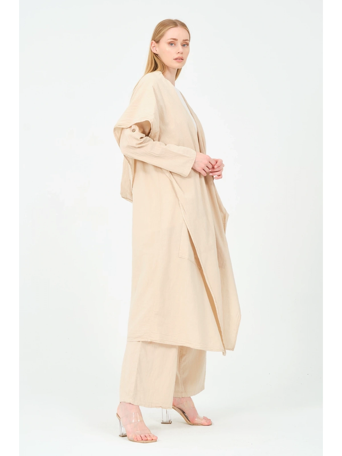 kapüşonlu kimono pantolon takım
