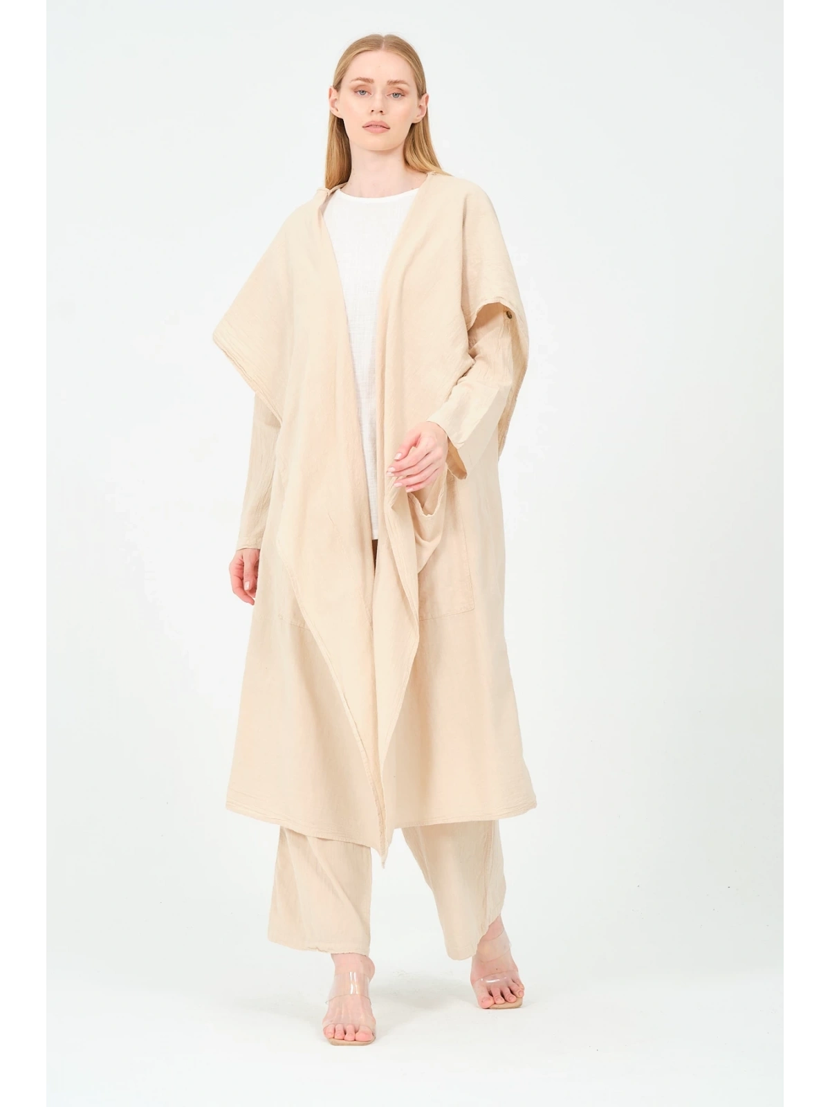 kapüşonlu kimono pantolon takım
