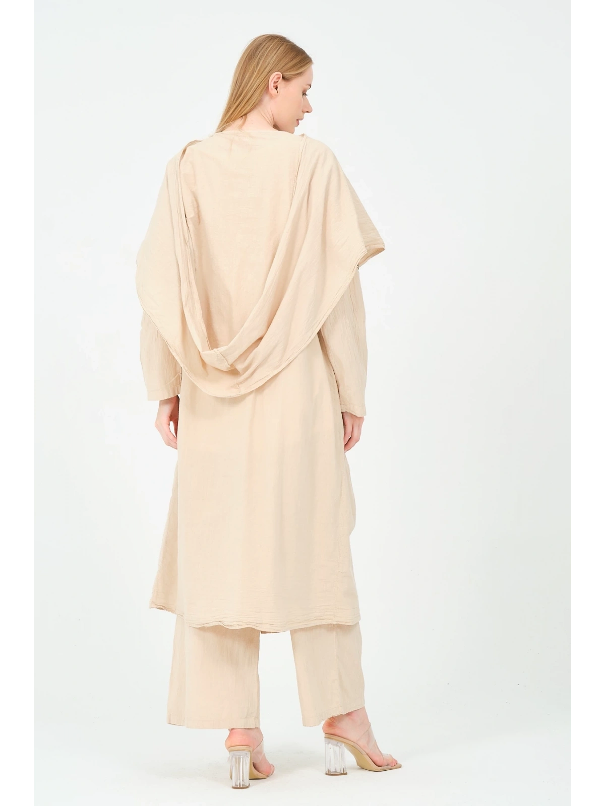 kapüşonlu kimono pantolon takım