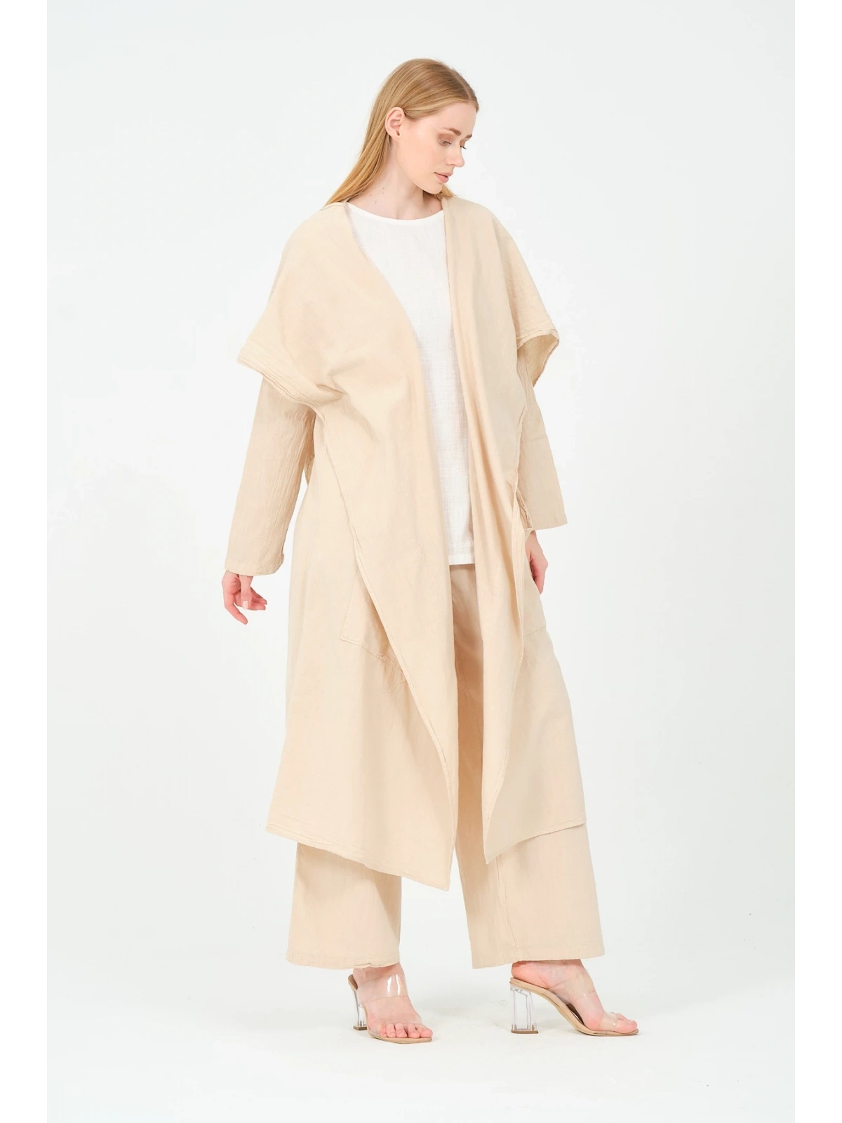 kapüşonlu kimono pantolon takım