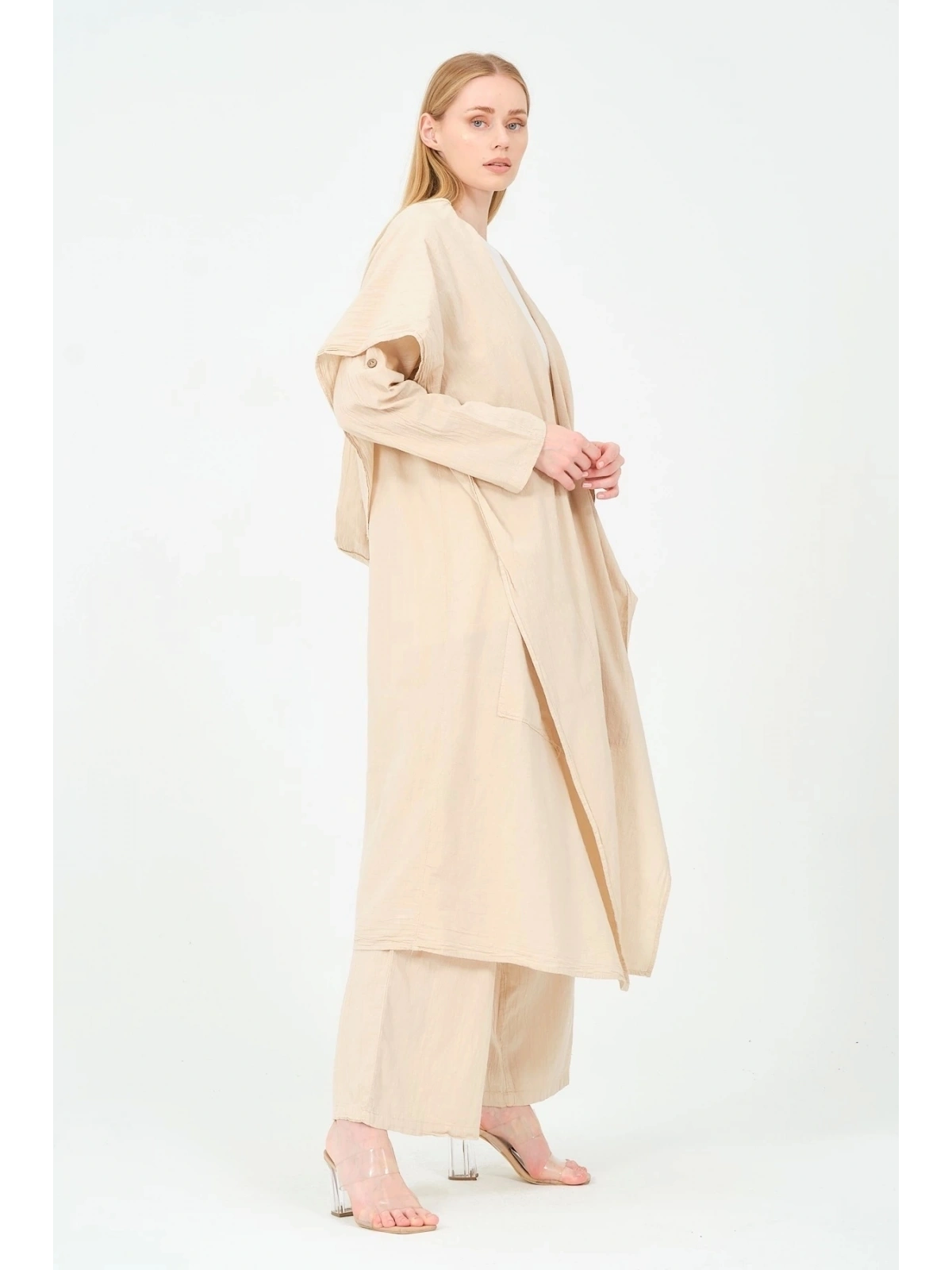 Kapüşonlu pantolon kimono takım