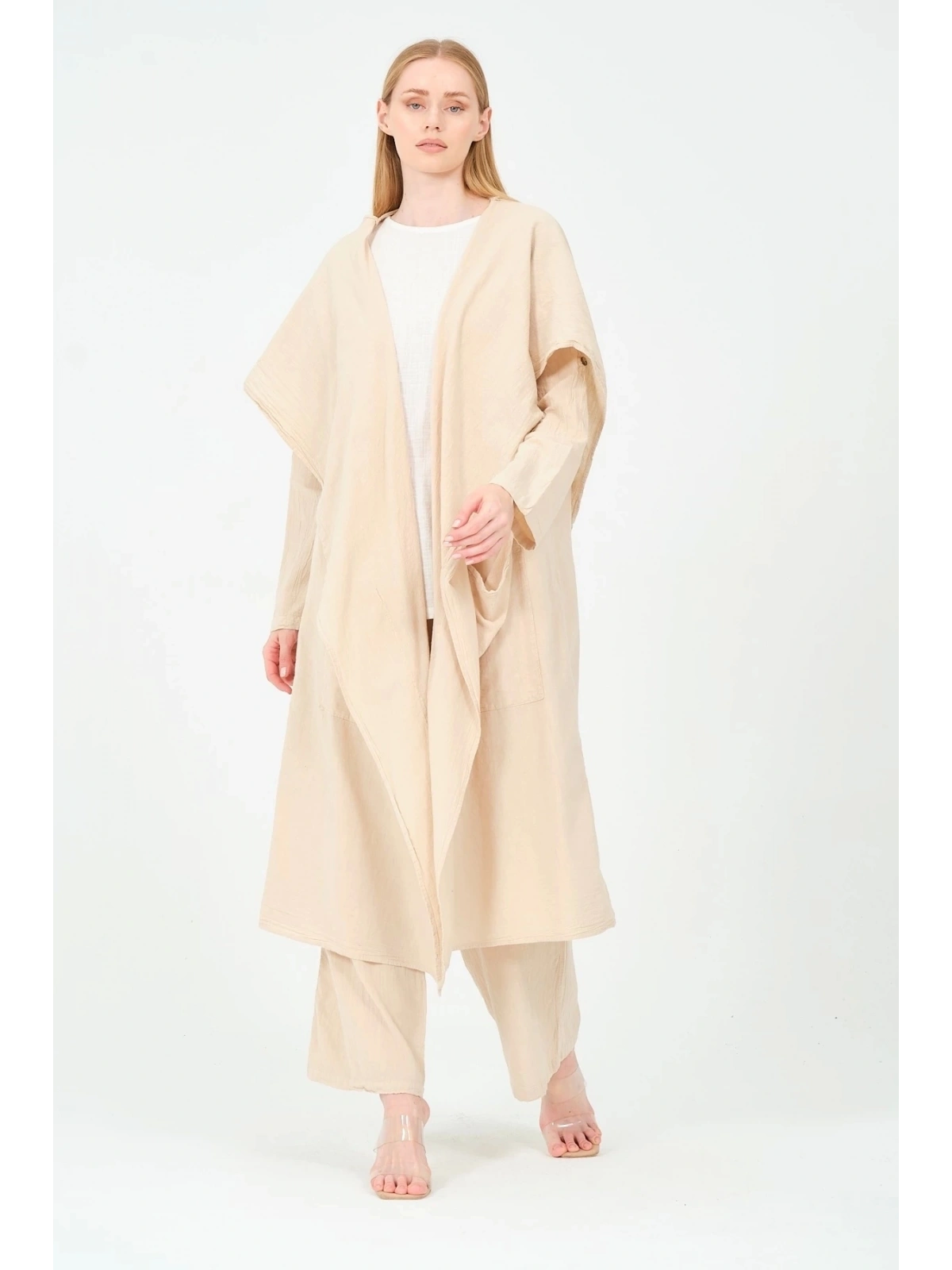 Kapüşonlu pantolon kimono takım