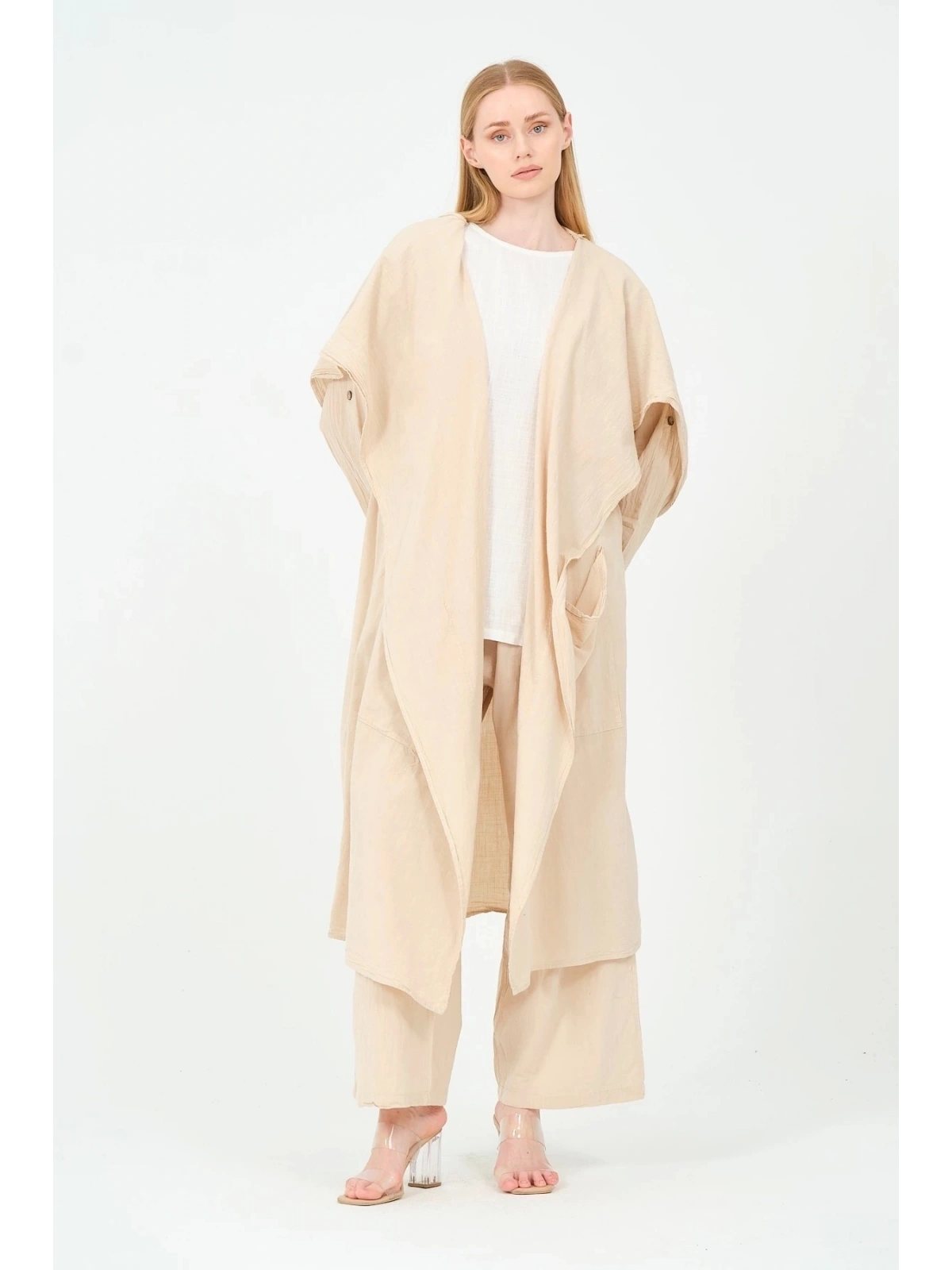 Kapüşonlu pantolon kimono takım