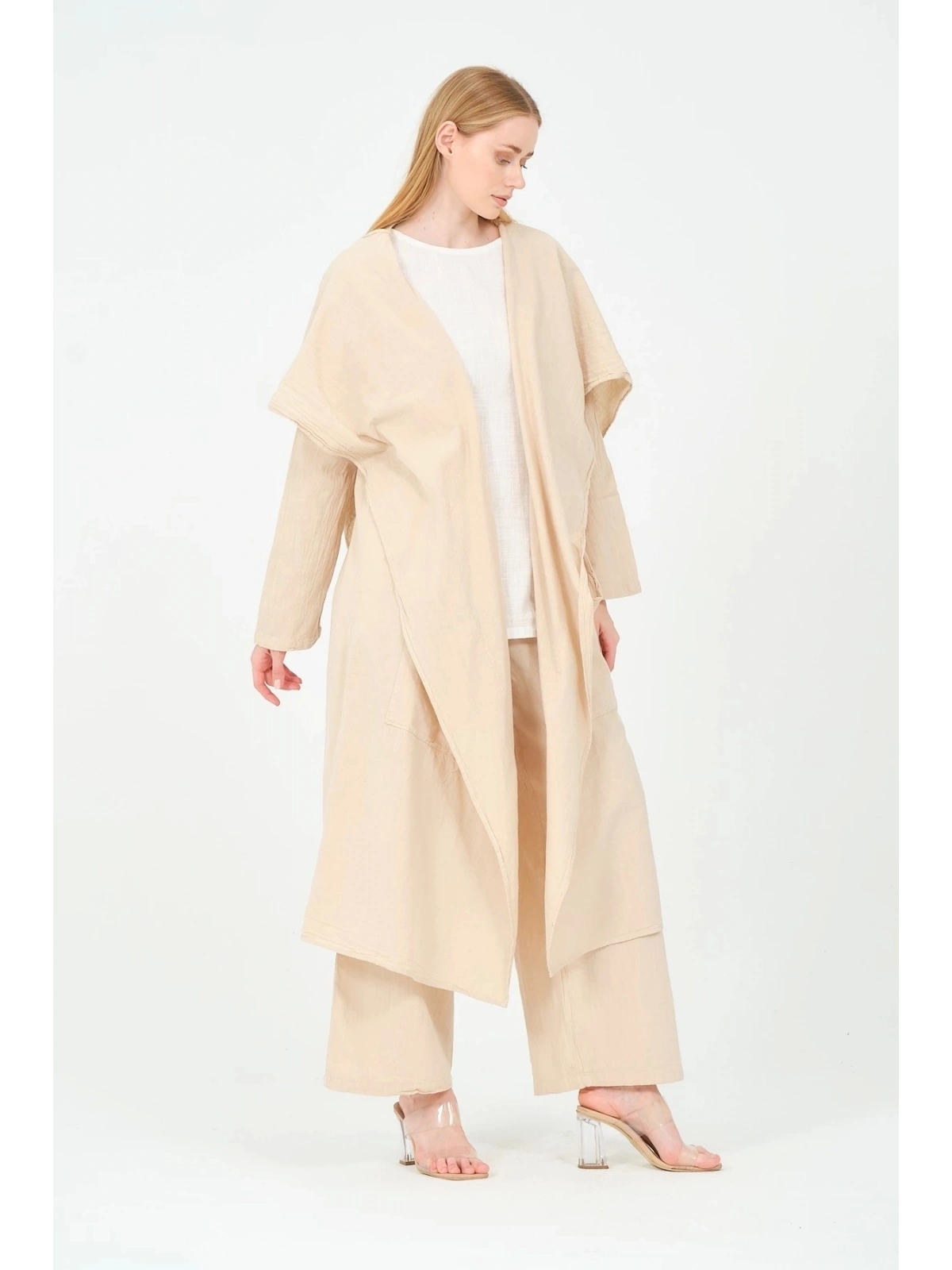 Kapüşonlu pantolon kimono takım