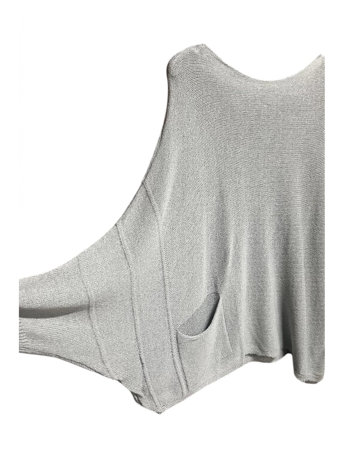 Merserize oversize asimetrik tek cepli triko-Gri