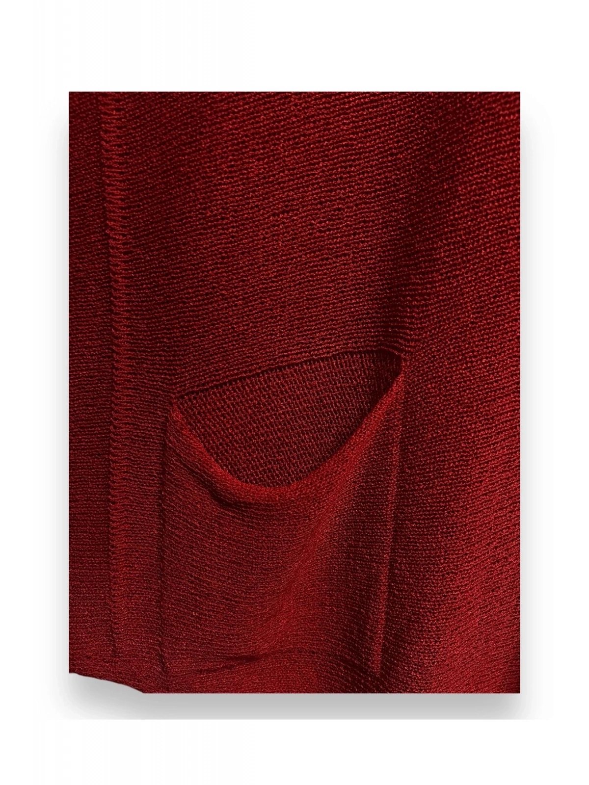 Merserize oversize asimetrik tek cepli triko-Kırmızı