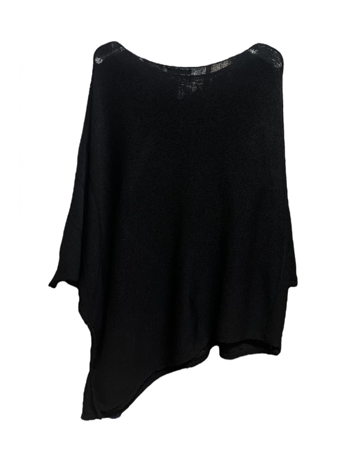 Merserize oversize asimetrik tek cepli triko-Siyah