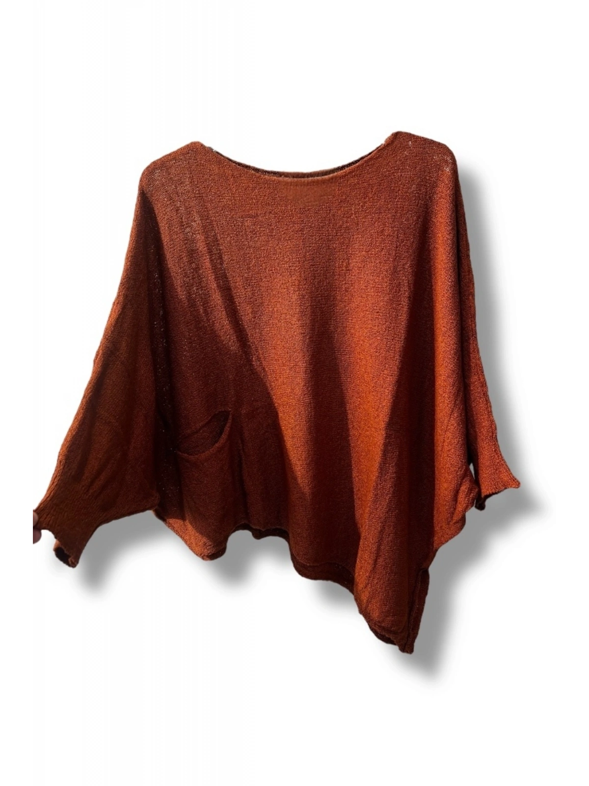 Oversize Cepli Merserize Bluz | 38-52 Beden Uyumlu Rahat Kalıp Triko