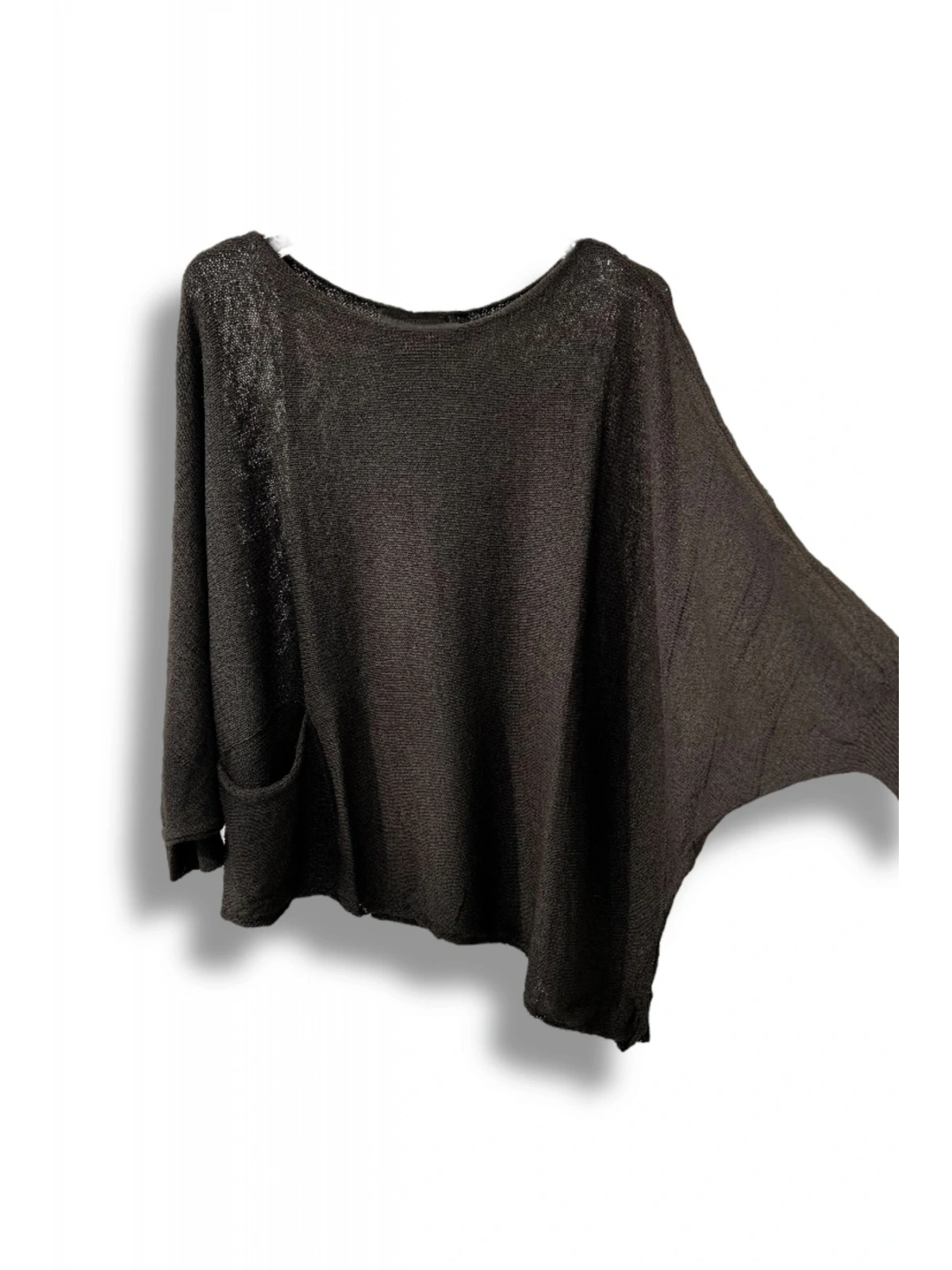Oversize Cepli Merserize Bluz | 38-52 Beden Uyumlu Rahat Kalıp Triko
