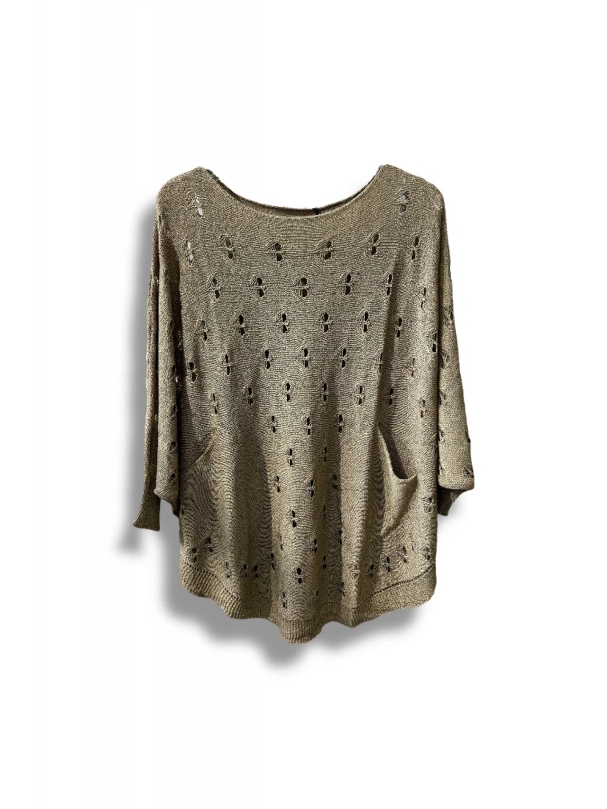 Oversize Merserize Triko Bluz - Delikli Desenli Kazak (38-52 Beden)