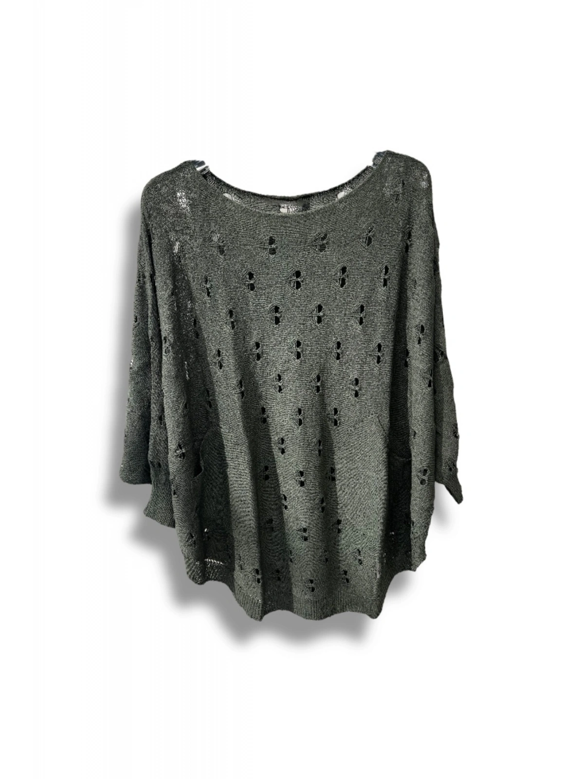 Oversize Merserize Triko Bluz - Delikli Desenli Kazak (38-52 Beden)