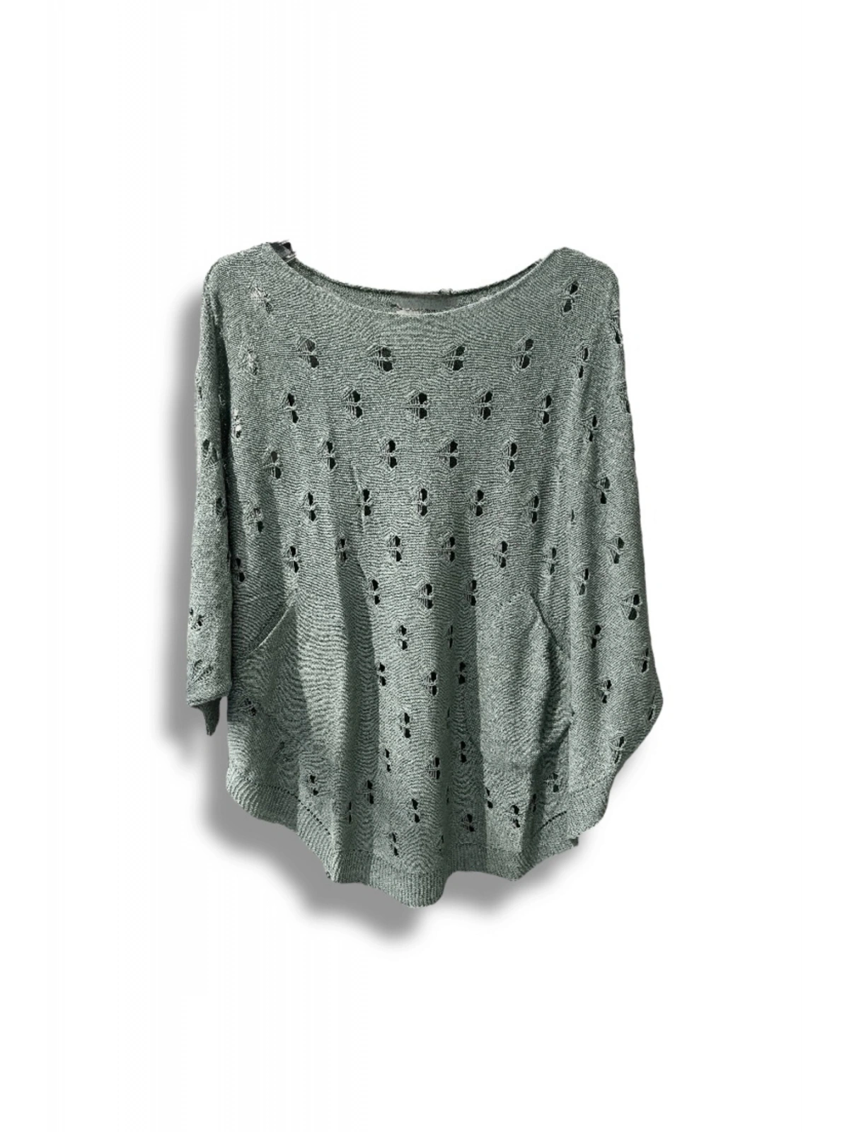 Oversize Merserize Triko Bluz - Delikli Desenli Kazak (38-52 Beden)
