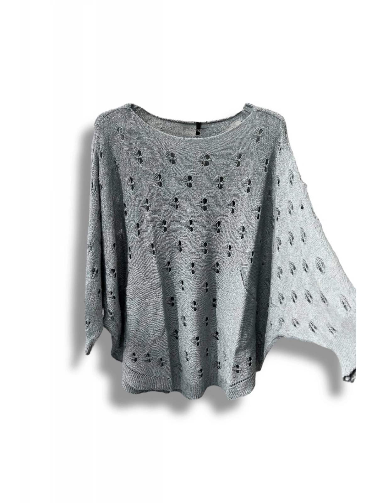 Oversize Merserize Triko Bluz - Delikli Desenli Kazak (38-52 Beden)
