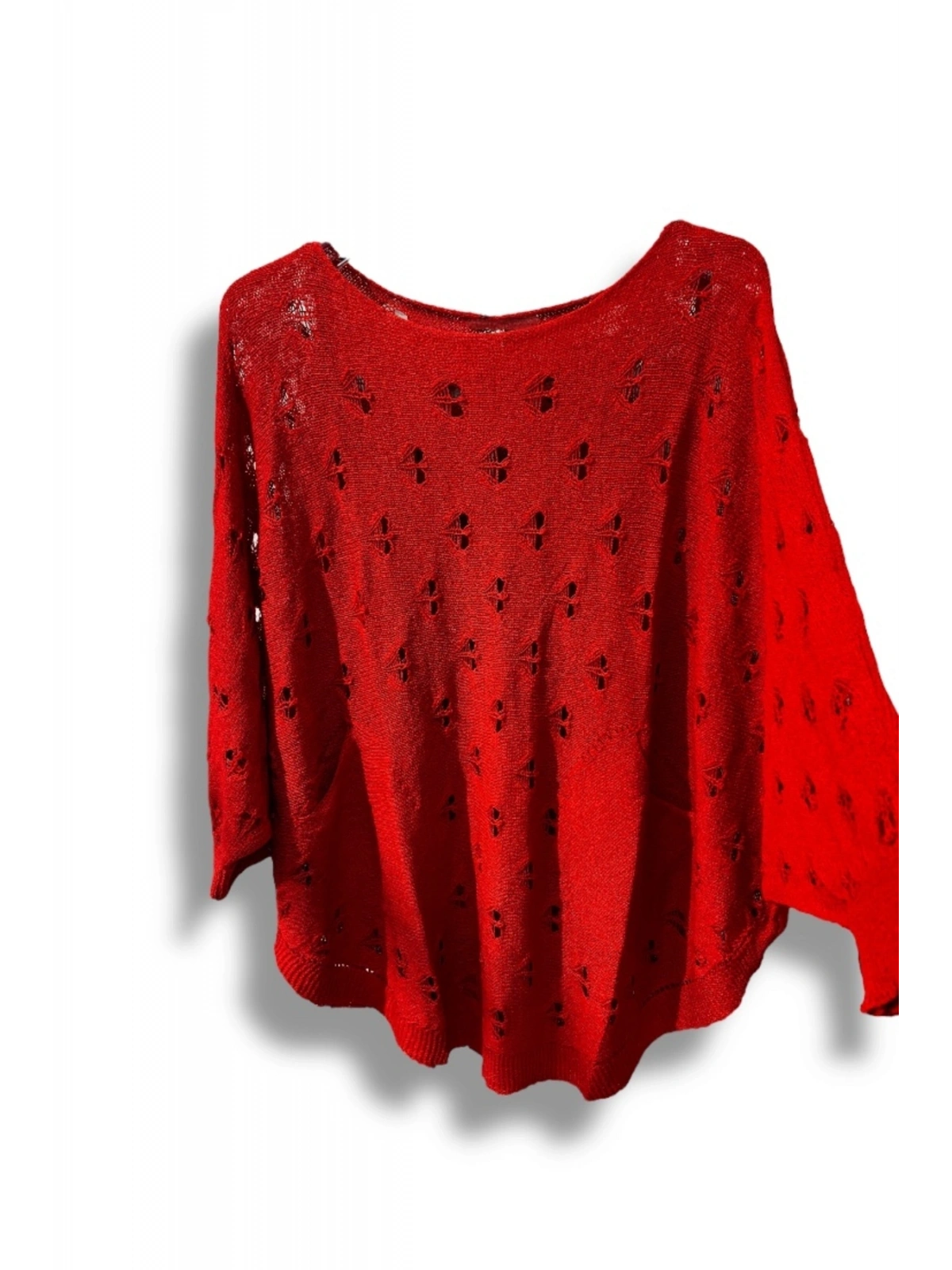 Oversize Merserize Triko Bluz - Delikli Desenli Kazak (38-52 Beden)