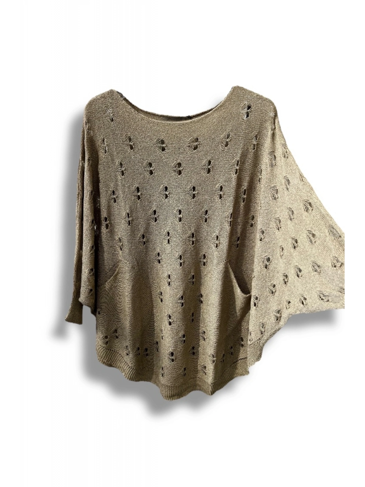 Oversize Merserize Triko Bluz - Delikli Desenli Kazak (38-52 Beden)