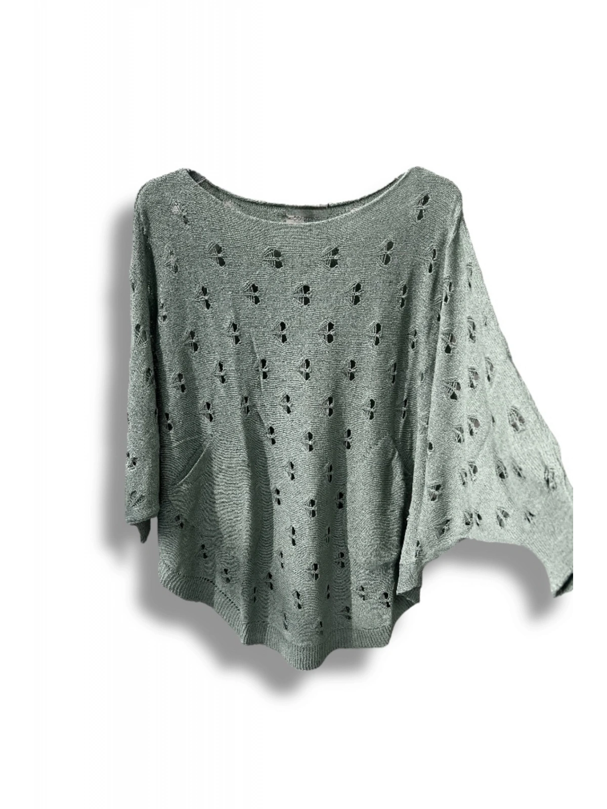 Oversize Merserize Triko Bluz - Delikli Desenli Kazak (38-52 Beden)